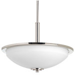 Progress Lighting - Progress Lighting 3-100W Medium Inv Pendant, Polished Nickel - Three-light inverted pendant from the Replay Collection, smooth forms, linear details and a pleasingly elegant frame enhance a simplified modern look.