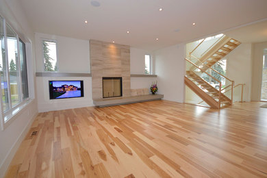 Design ideas for a modern living room in Edmonton.