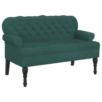 vidaXL Bench with Backrest Bench Seating for Living Room Dark Green Velvet