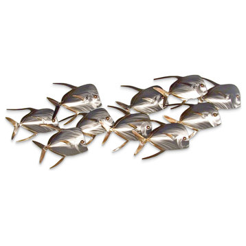 Coastal Home Decor 'Lookdown Fish School of 10' Contemporary Metal Wall Art