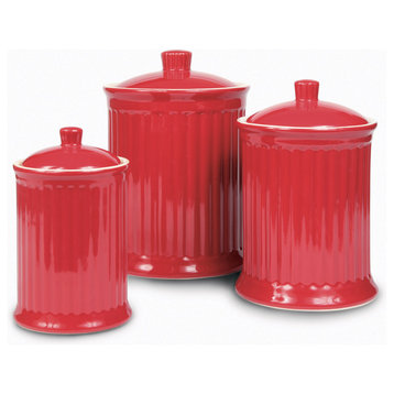 Simsbury 3-Piece Canisters Set, Red