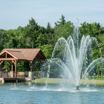 Town Square fishing dock and fountain