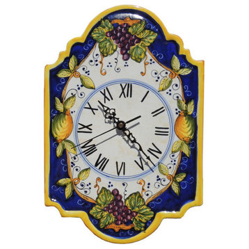 Wall Clock, Grapes, Italian Ceramics by Fratelli Mari