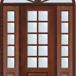 Prehung French Side lights-Transom Door 963/4 Lite 10 Lite - Patio Doors