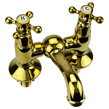 Brass Bath Tub Faucet Antique 2 Cross Handle Bridge Faucet 4" Centerset