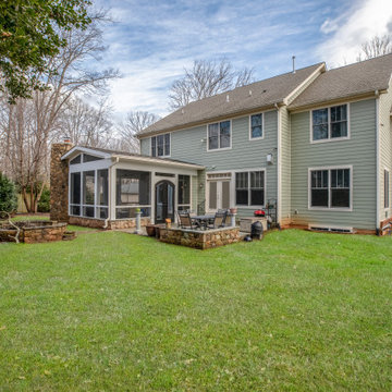 Precious Relaxing Time with a New Screen Porch, Outdoor TV, Corner Fireplace