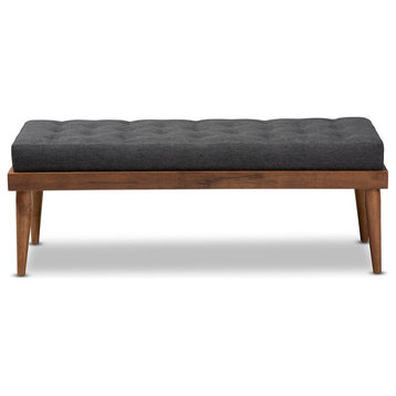 Baxton Studio Linus Mid-Century Modern Dark Grey Fabric Upholstered and...