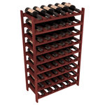 Wine Racks America - 54-Bottle Stackable Wine Rack, Premium Redwood, Cherry Stain - Three times the capacity at a fraction of the price for the18 Bottle Stackable. Wooden dowels enable easy expansion for the most novice of DIY hobbyists. Stack them as high as you like or use them on a counter. Just because we bundle them doesn't mean you have to as well!