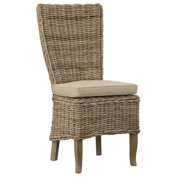 Woven Kubu Highback Brown Armless Side Chair