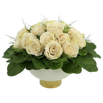 Rose Arrangement with Fern and Leaves