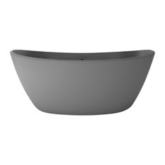 Manhattan Solid Surface Freestanding Tub, Gray, 59"