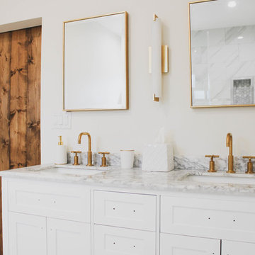 Installation of Vanity, Mirrors, Lighting, Sliding Barn Door and Paint