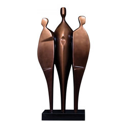 www.essentialsinside.com: abstract 3-person brushed copper sculpture - Products