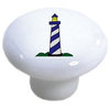 Blue Lighthouse Nautical Ceramic Knob