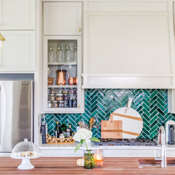 Traditional Modern Herringbone Backsplash