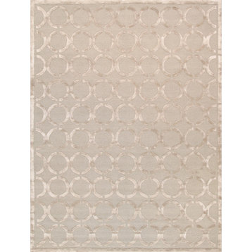 Pasargad Home Edgy Hand-Tufted Silk & Wool Beige Area Rug, 9'9"x13'9"