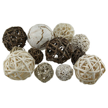 18 Pc. Exotic Dried Organic Decorative Spheres Natural Brown