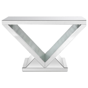 Decor 47" Silver Rectangle Glass Top Console Table