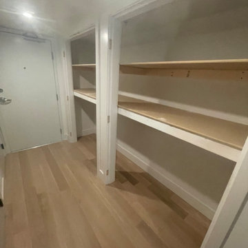 Custom shelving and hidden door