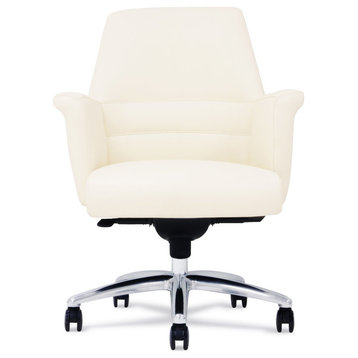 Geffen Low Back Modern Adjustable Executive Chair Cream Top Grain Leather
