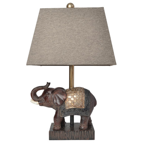 Elegant Designs Festive Elephant Table Lamp, Brown