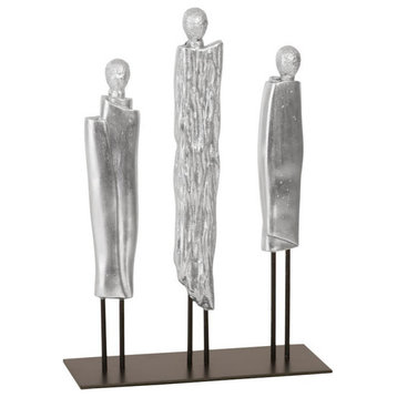 Robed Monk Trio Sculpture, Silver