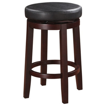 Riverbay Furniture 24" Transitional Wood Swivel Counter Stool in Black