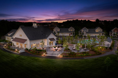 Inspiration for a transitional white concrete fiberboard and clapboard exterior home remodel in Boston