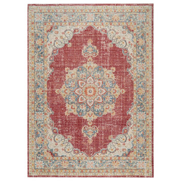 Century Haven Area Rug, Red, 5'3" x 7'3", Medallion