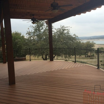 Curved Trex Tiki Torch Deck and Cedar Pergola