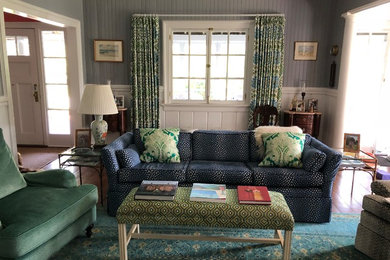 Living room - coastal living room idea in New York