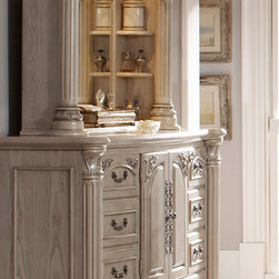 Monte Carlo II Dresser & Mirror in Silver Pearl Finish by Michael Amini - Products