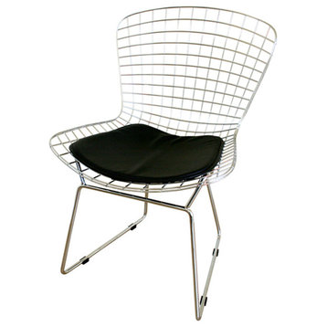 Mod Made Chrome Wire Side Chair, Black