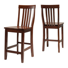Crosley - School House Bar Stools With 24" Seat Height, Set of 2, Classic Cherry - Bar Stools and Counter Stools