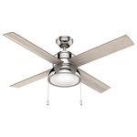 Hunter Fan Company - Hunter Fan Company 52" Loki Ceiling Fan With Light Kit, Polished Nickel - Let the Loki ceiling fan be the finishing touch to your large bedrooms, living rooms, nurseries, and home offices. This indoor ceiling fan is available in three finishes, including Hunter's premium Polished Nickel finish. The included pull chains make controlling the integrated LED light and three fan speeds easy. Featuring the WhisperWind motor, you'll get the cooling power you need with whisper-quiet performance you expect.