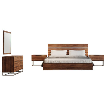 Nova Domus Lorenzo Italian Modern Light Oak Bedroom Set, Queen