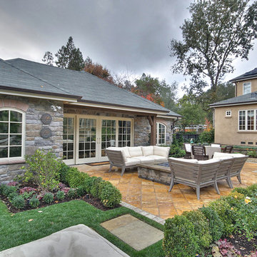 Pool House with Exterior Stone Finish