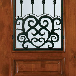 Prehung Single Door 96 Wood Alder Barcelona Arch Top Arch Lite - Front Doors