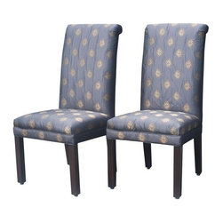 Parsons Purple & Gold Fabric Upholstered Dining Chairs - Dining Chairs