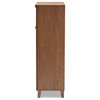 Bowery Hill Wood 5-Shelf and Drawer Shoe Cabinet in Walnut Brown