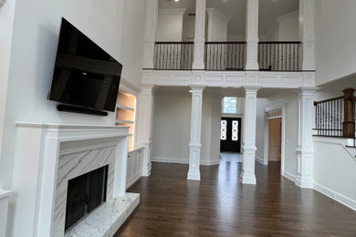 Example of a mountain style living room design in Atlanta
