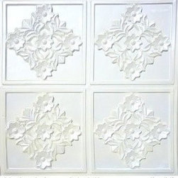 129 White Pearl Faux Tin Ceiling Tile Glue up 24x24 - Ceiling Tile