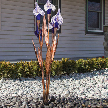 Blue Iris Copper Flower Fountain