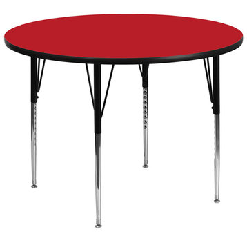 48" Round Red HP Laminate Activity Table-Adjustable Legs