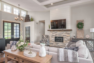 Inspiration for a craftsman living room remodel in Oklahoma City