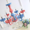 Crystal Multi-color Chandelier with Candles for Kids Bedroom, Colorful, 6 Lights