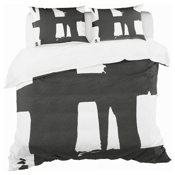 Black and White Crossing Paths Ii Duvet Cover Set, Twin