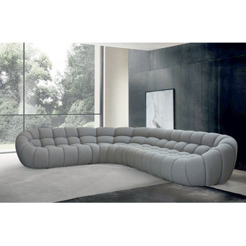 Yolonda, Modern Light Gray Curved Sectional Sofa