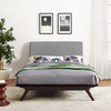 Tracy Queen Upholstered Fabric Wood Bed, Cappuccino Gray