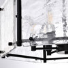 6-Light Matte Black Geometric Pendant Chandelier With Rippled Glass